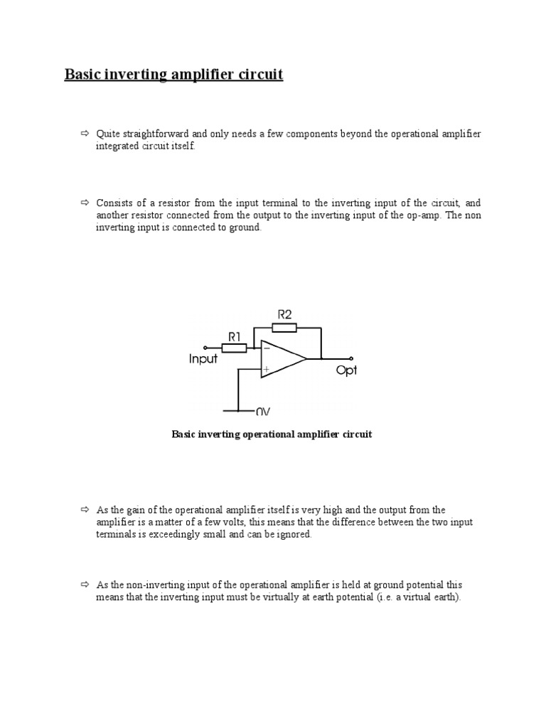 Basic Inverting Amplifier Circuit PDF Operational Amplifier Amplifier