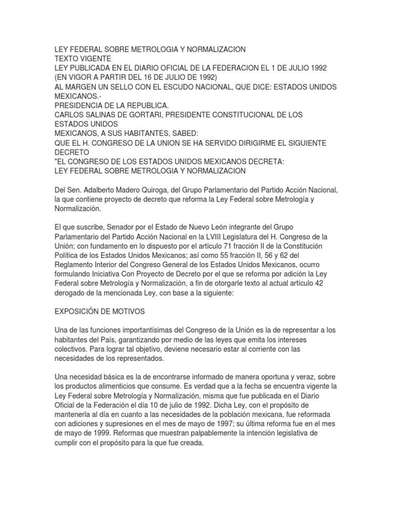 Ley Federal Sobre Metrologia y Normalizacion