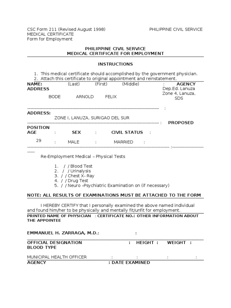 Medical certificate cs form no 211 rev2018 converted vrogue co