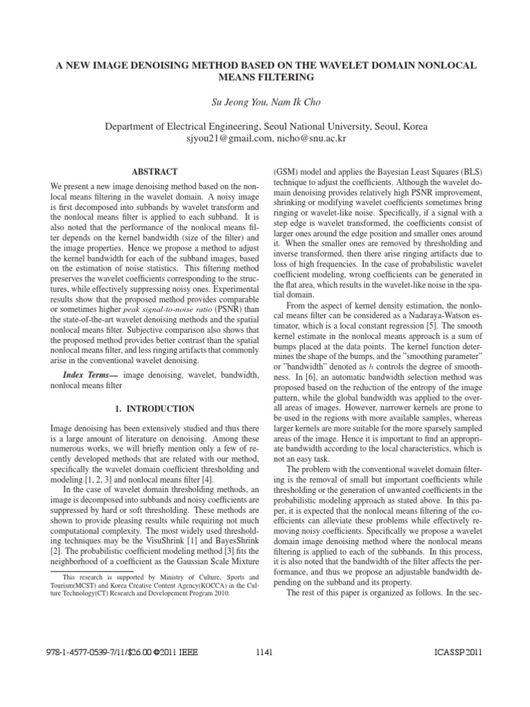 A New Image Denoising Method Based On The Wavelet Domain Nonlocal Means ...