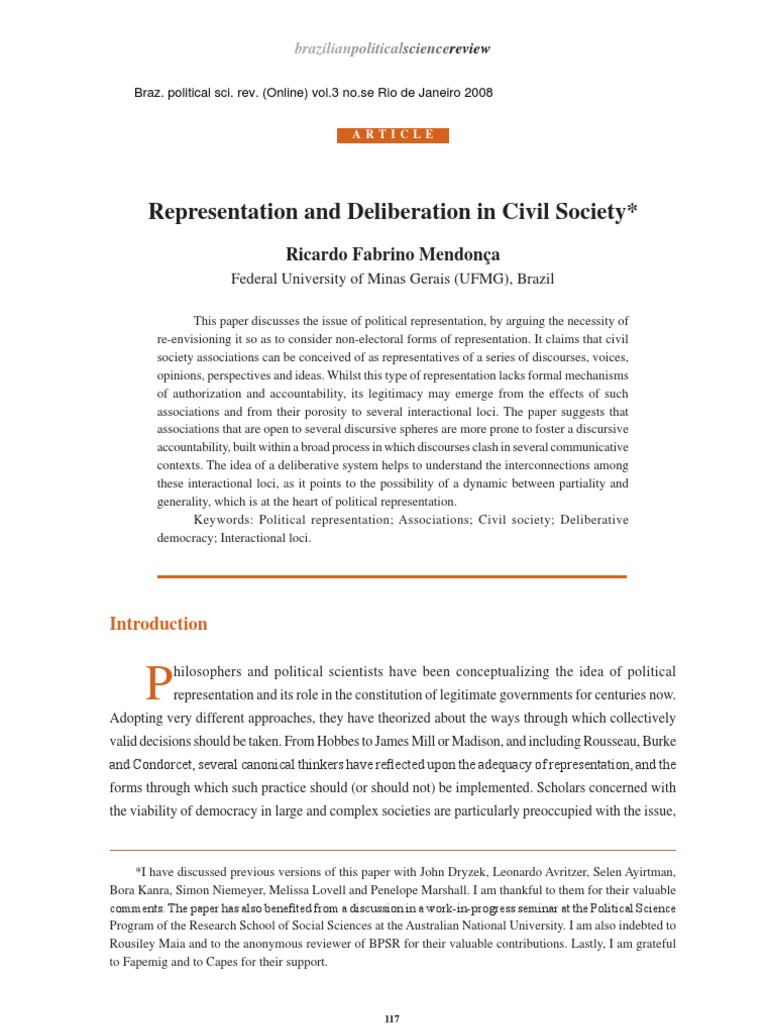 Rethinking Political Representation in Civil Society | PDF | Civil ...