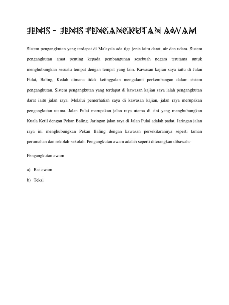 Jenis-Jenis Pengangkutan Awam  PDF