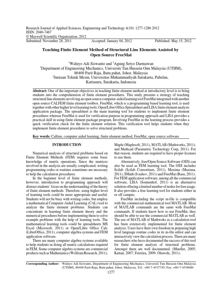 Journal-2012-RJASET-Teaching Finite Element Method of Line Elemenets ...