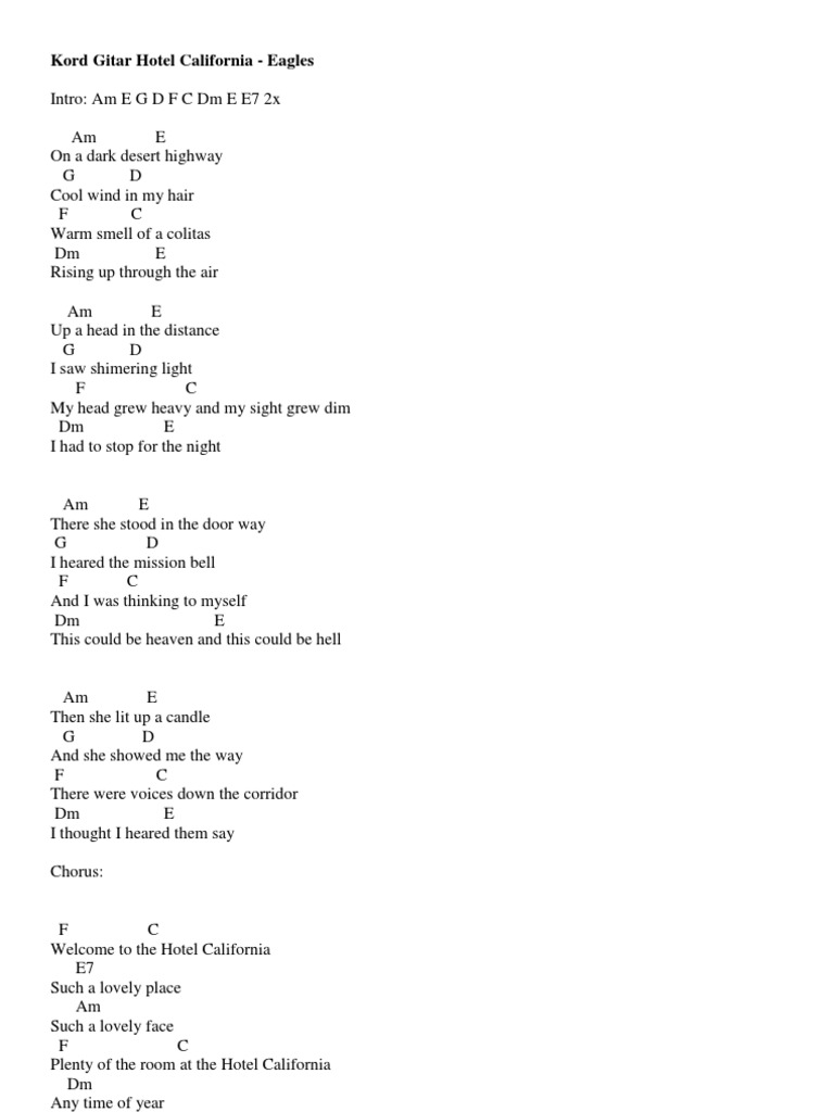 Kord Gitar Hotel California