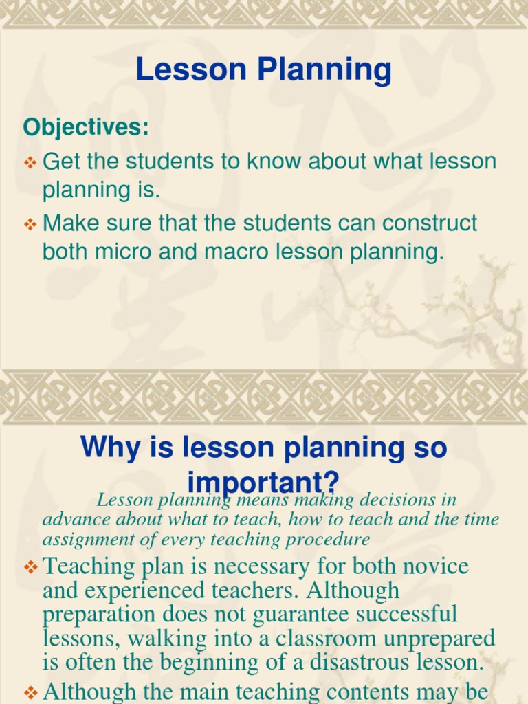 Importance of Planning A Lesson | PDF