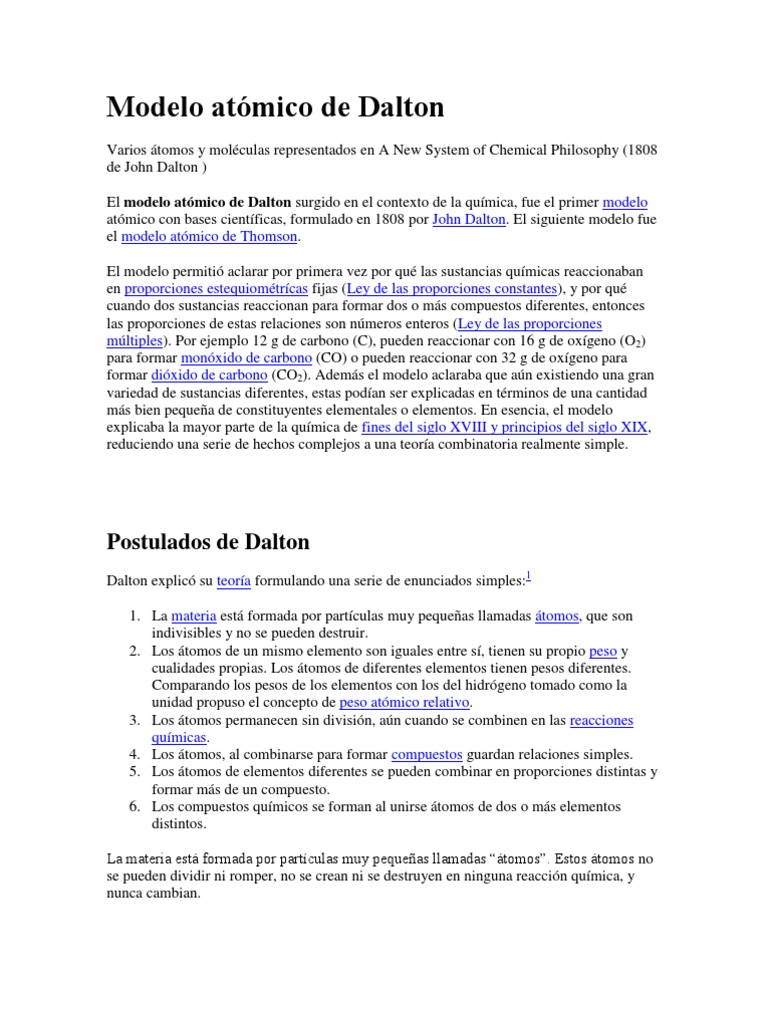 Modelo Atómico de Dalton | PDF | Enlace químico | Enlace covalente