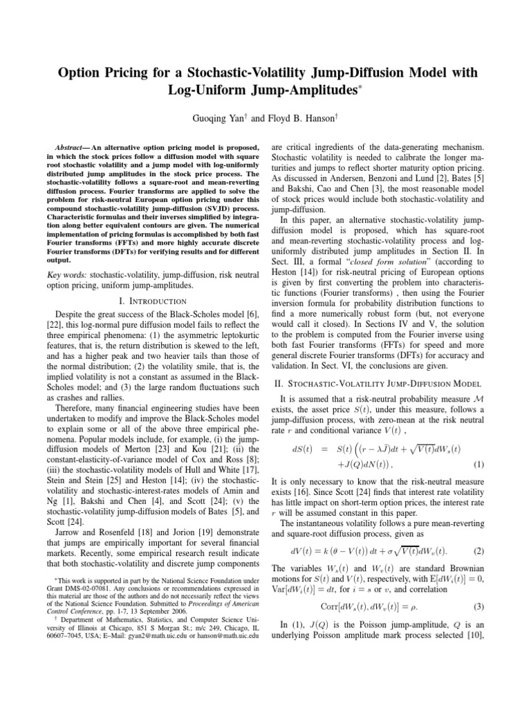 Stochastic-Volatility Jump-Diffusion Options | PDF | Black–Scholes ...