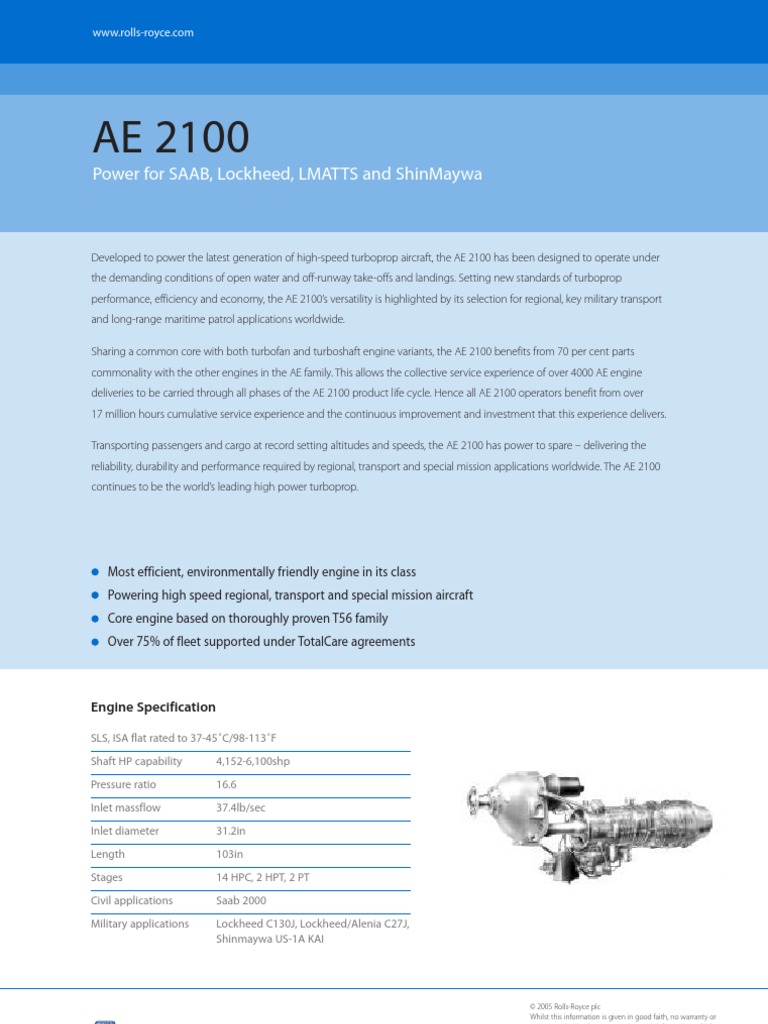 Power For Saab, Lockheed, Lmatts and Shinmaywa: Engine Specification | PDF