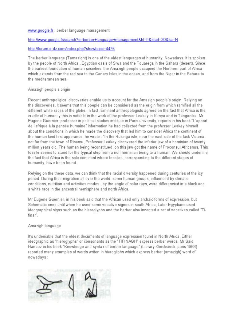 The Origins and Development of the Berber Language From Ancient