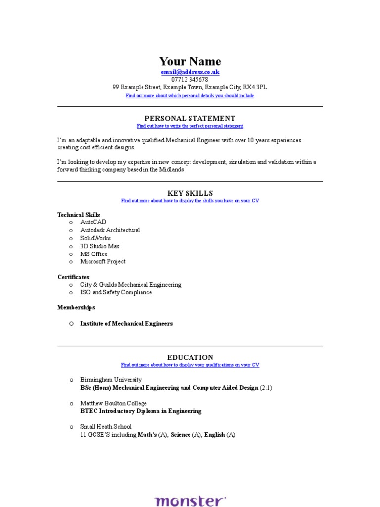 Engineering - Mechanical Engineer CV Template | PDF | Business