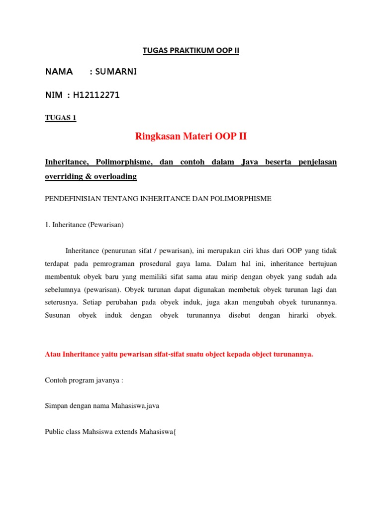 Materi OOP II: Inheritance & Polymorphism | PDF | Teknologi & Rekayasa