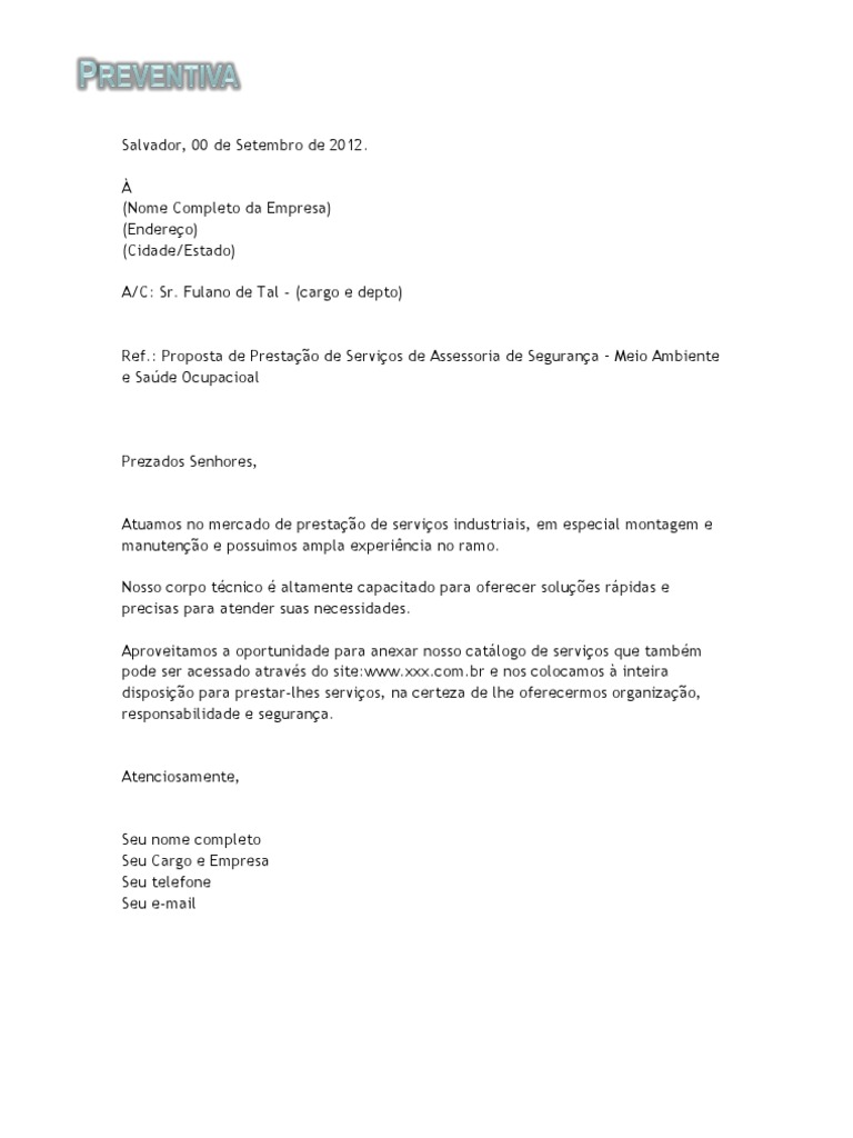 MODELO DE CARTA DE APRESENTAÇÃO