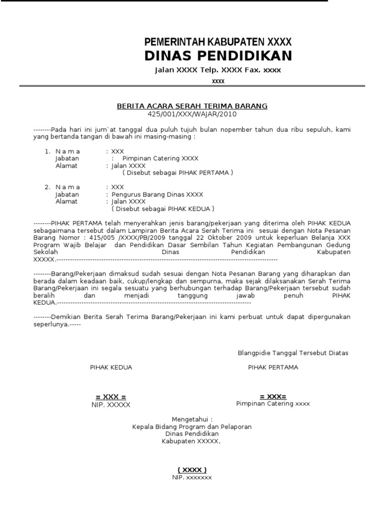Berita Acara Belanja Makan Dan Minuman Harian Kantor Pdf