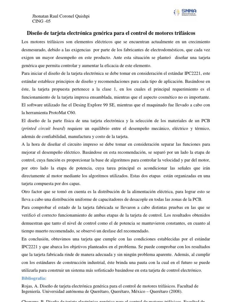 Diseño de Tarjeta Electrónica Genérica para El Control de Motores ...