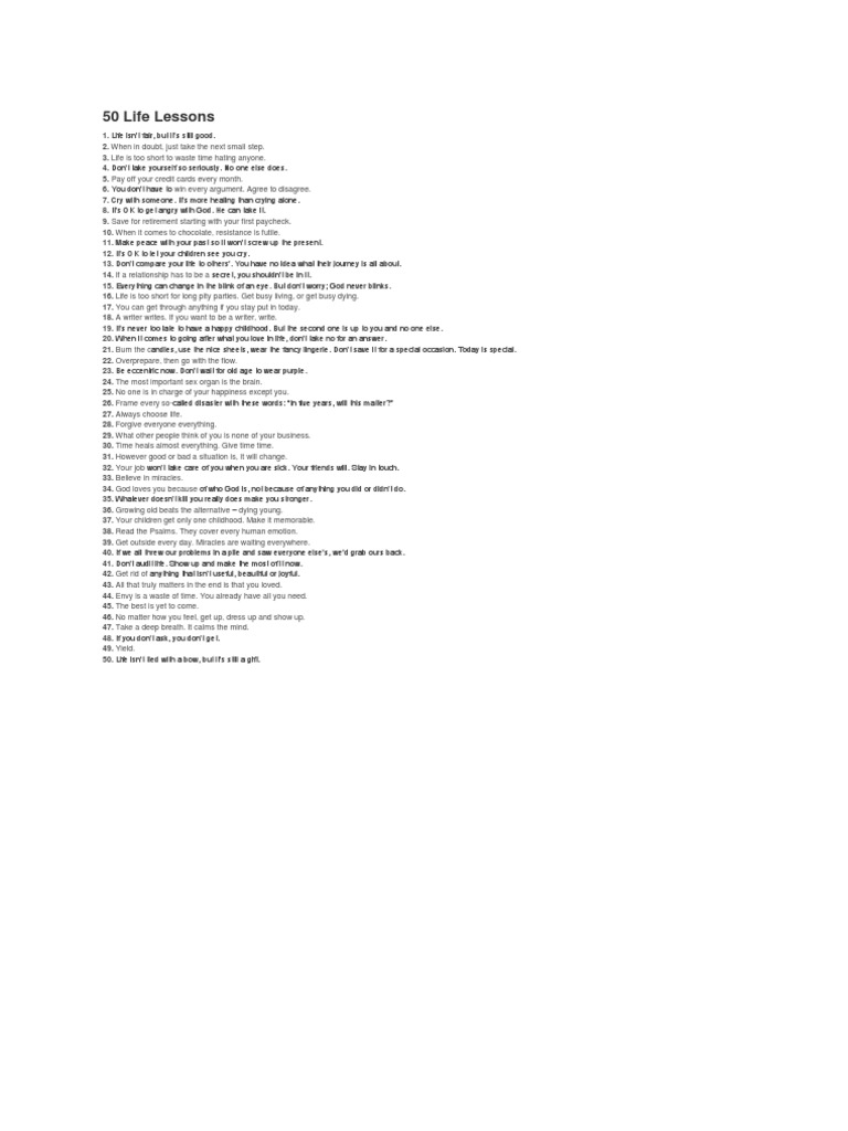 50 Life Lesson Pdf