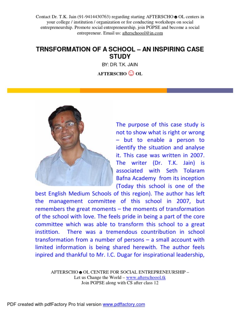 Trnsformation of A School - An Inspiring Case Study: Afterscho OL | PDF