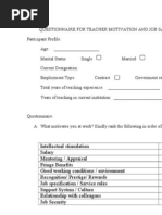 Download Questionnaire for Teacher Motivation and Job Satisfaction by Shagufta Moghal SN142248141 doc pdf