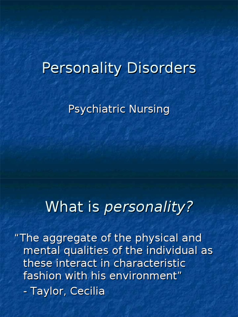 Understanding Personality Disorders in Nursing | PDF | Personality ...