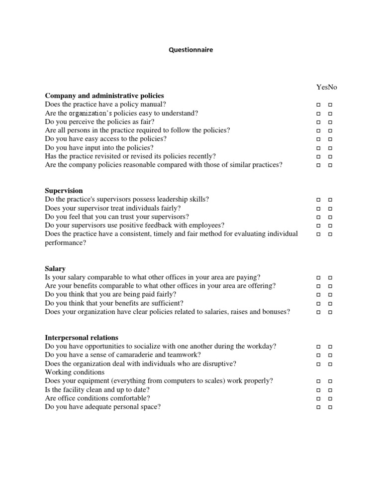 Workplace Policy and Conditions Survey | PDF | Salary | Labor