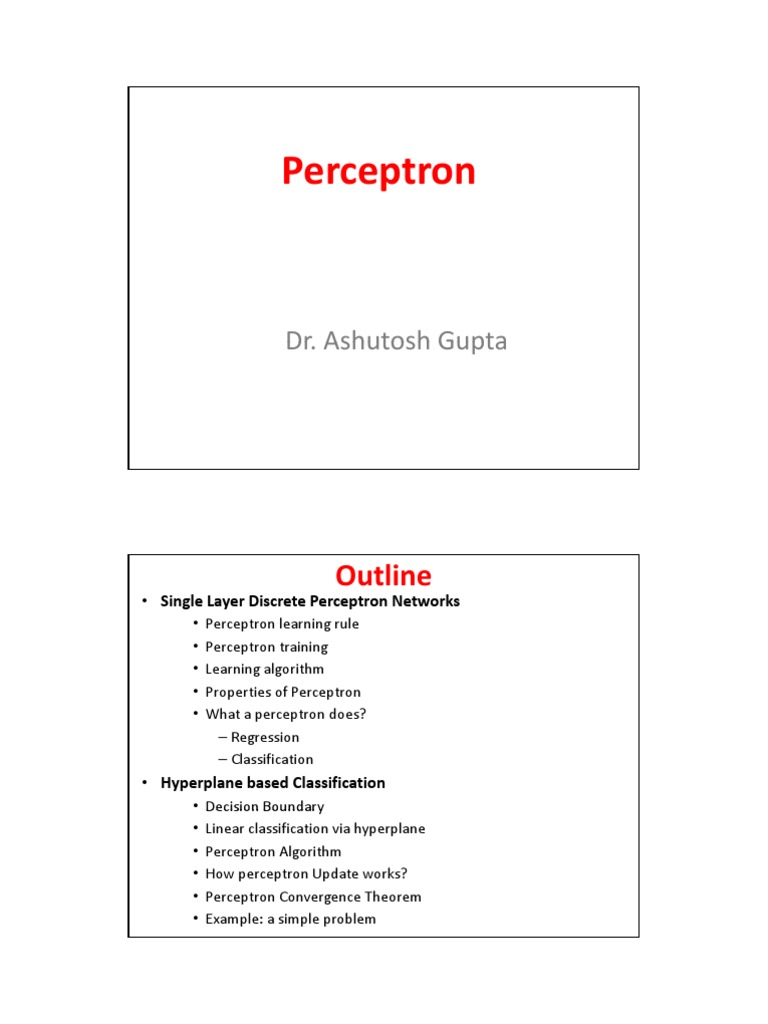 Perceptron Linear Classifiers | PDF | Statistical Classification ...