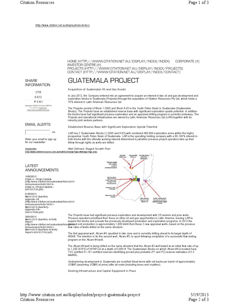 Citation Resources Project Guatemala Proj Barrel (Unit