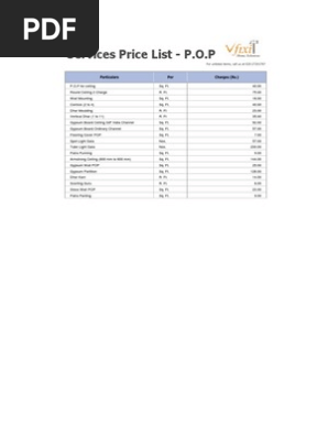 Service Price List - POP.255195501