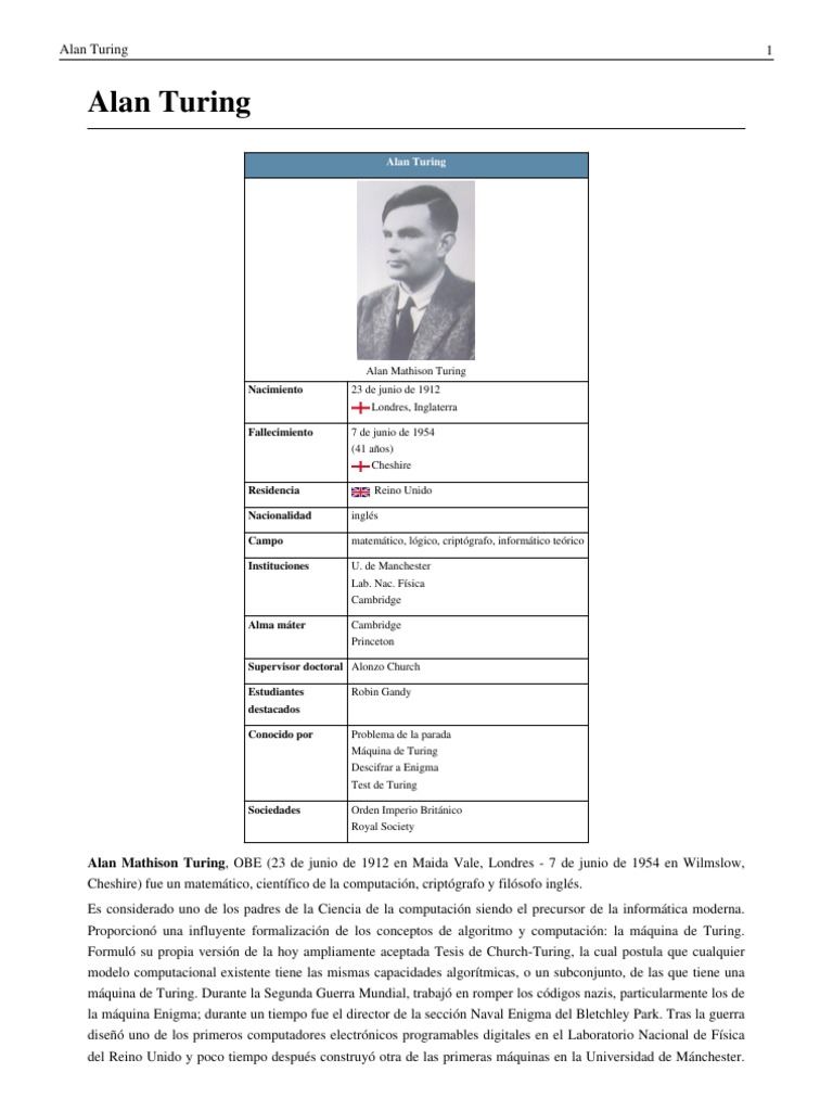 Fallecimiento de Alan Turing | PDF | Alan Turing | Science
