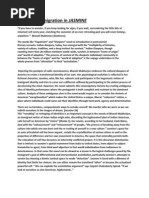 Immigration and identity in Jasmine