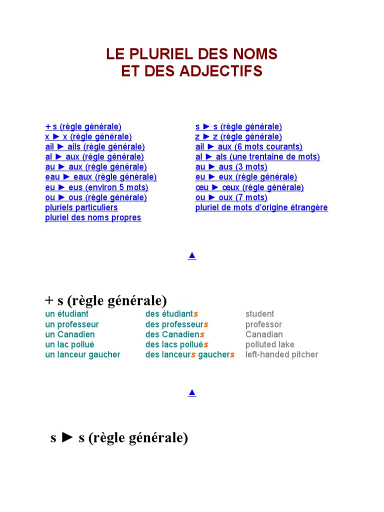 Le Pluriel Des Noms Et Des Adjectifs Exercices Pdf Cm1 Le Pluriel Des Noms | PDF