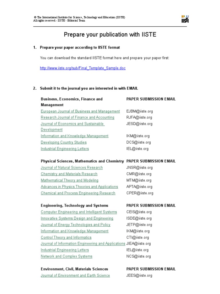 Paper Submission Guide Academic Journal Science