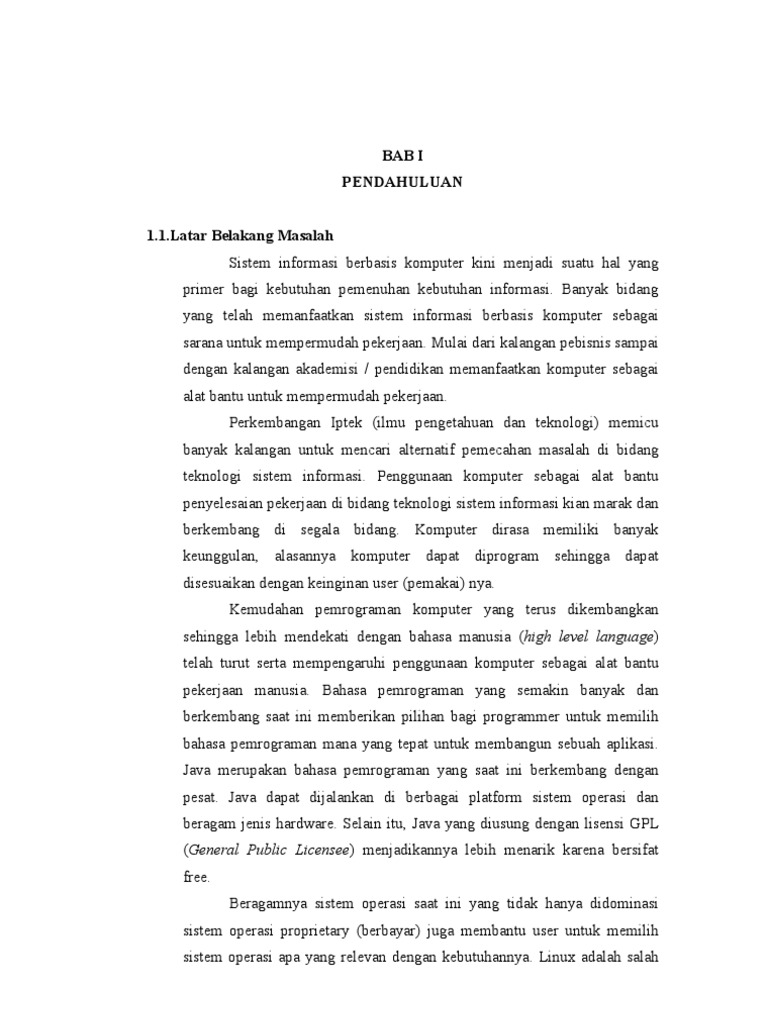 Bab I Skripsi Sistem Informasi Administrasi Komputerisasi Keuangan Ma Mazro Atul Huda Karanganyar Berbasis Opensource