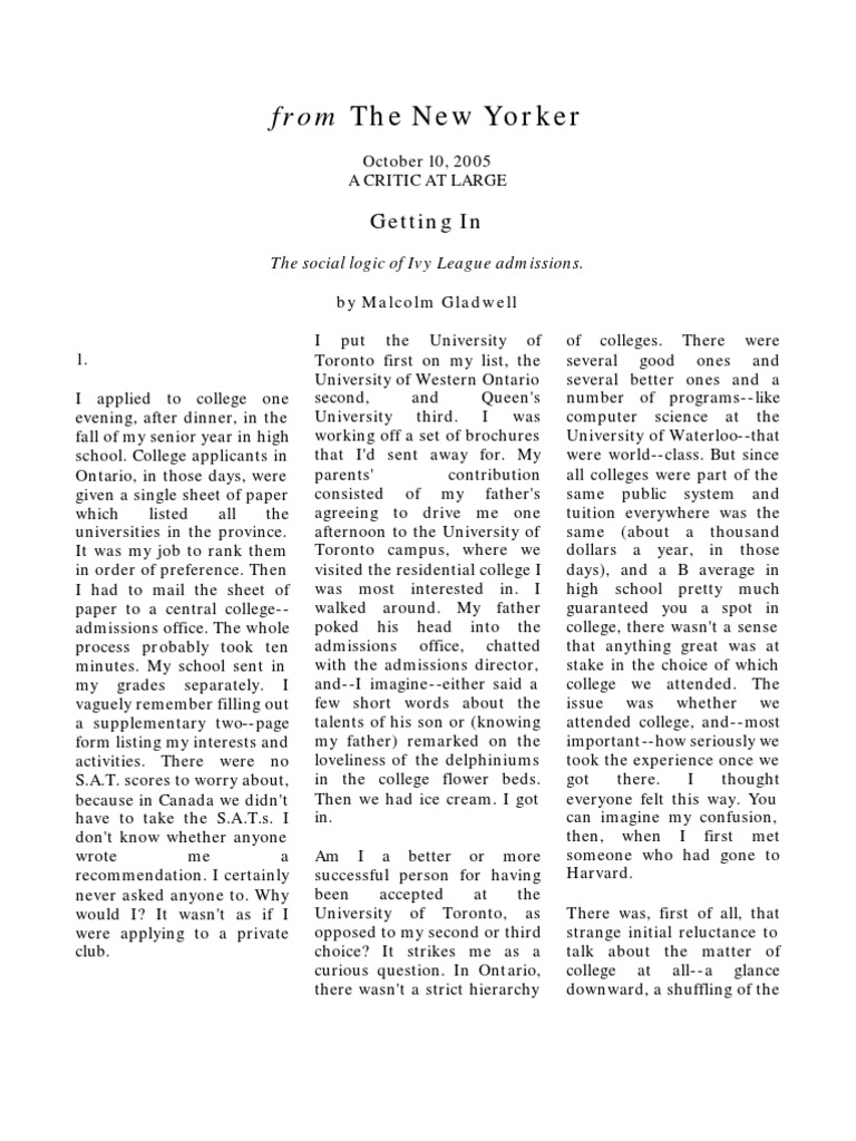 Getting in | PDF