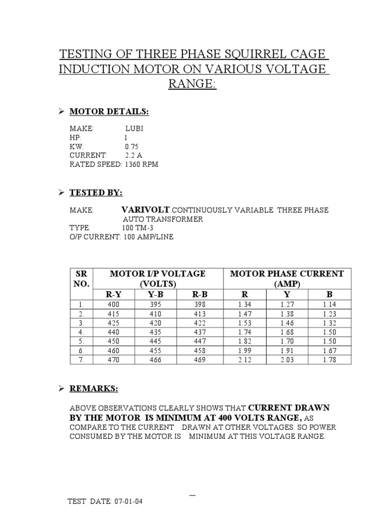 3 Phase Motor Test