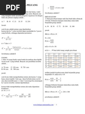 Soal Soal Bab Peluang Matematika Sma