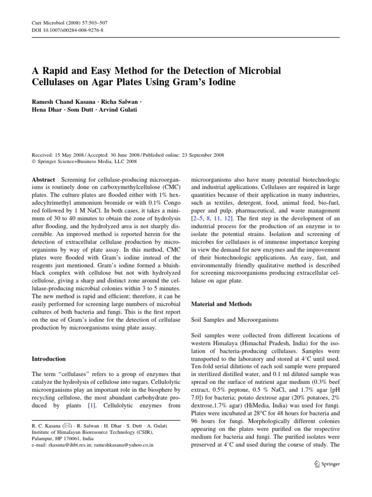 Rapid Detection of Microbial Cellulases | PDF | Cellulose | Microorganism