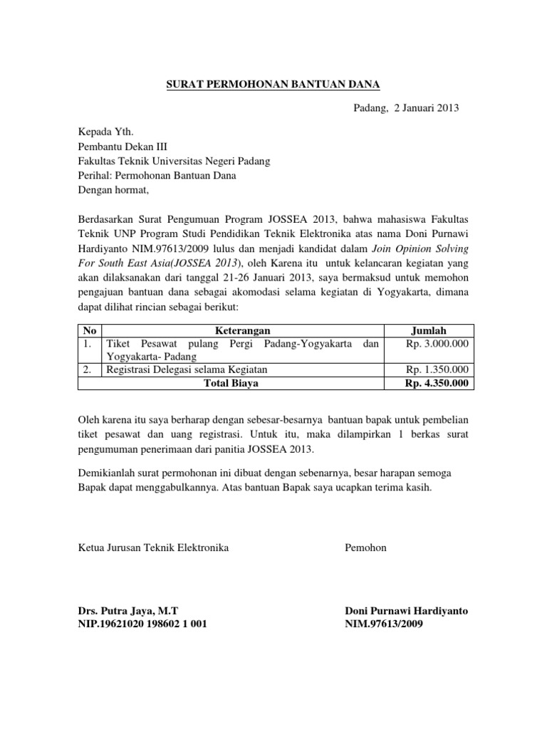 Surat Permohonan Bantuan Dana  PDF