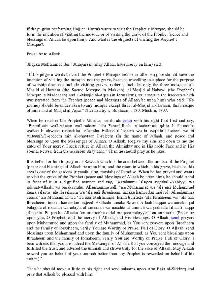 Visiting Etiquette for Masjid Nabawi | PDF | Muhammad | Mosque