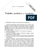 Paul Singer - Trabalho Produtivo e Excedente - REP1981