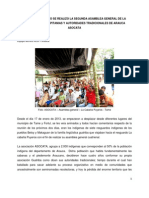 Con Rotundo Éxito Se Realizo La Segunda Asamblea General de La Asociacion de Capitanias y Autoridades Indigenas de Arauca Asocata