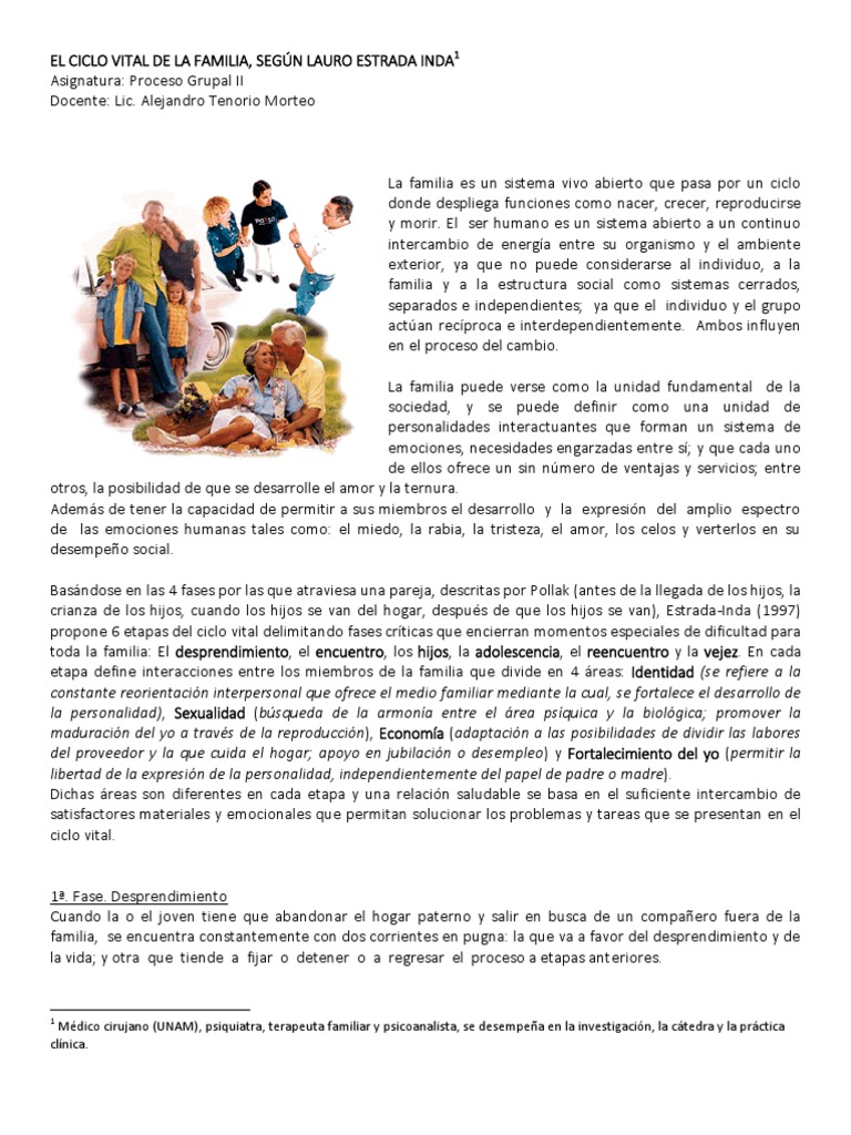 Ciclo Vital Familiar según Lauro Estrada | PDF | Vejez | Familia