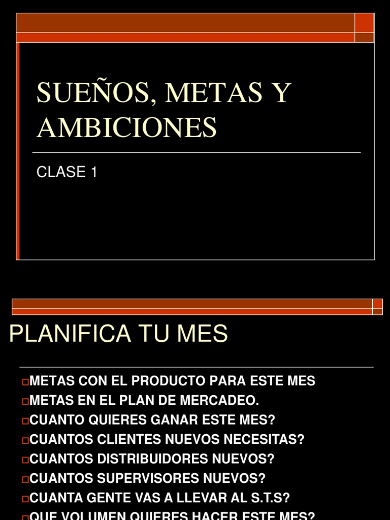 Metas y Sueños: Planificación Mensual | PDF | Negocios
