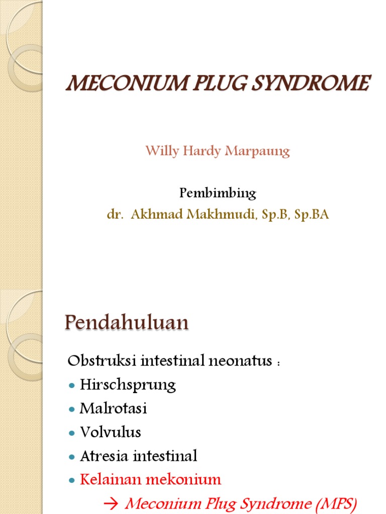 Meconium Plug Syndrome PDF Neonatology Diseases And Disorders