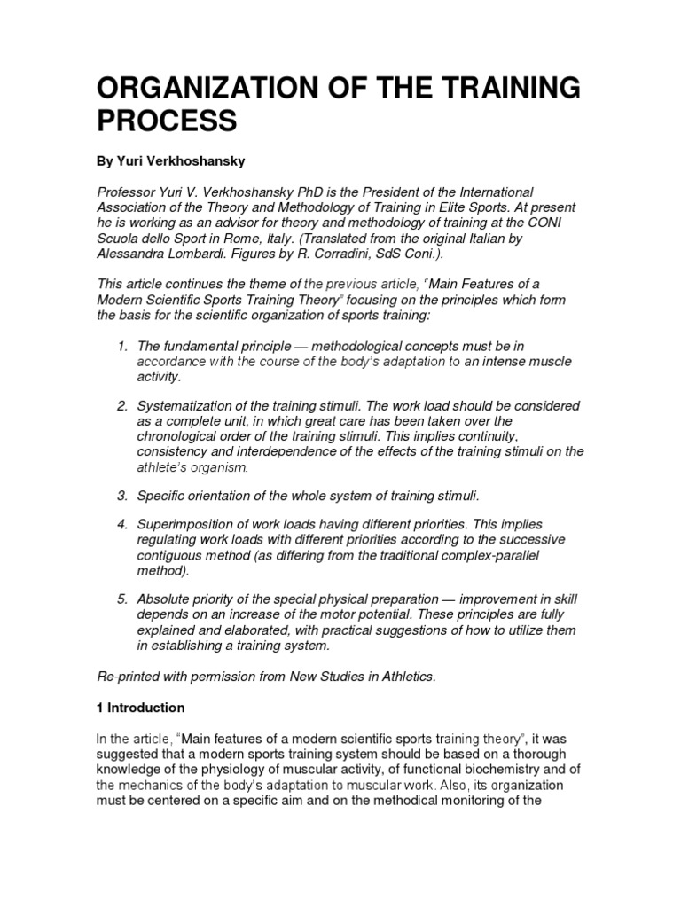 Principles of Sports Training Organization | PDF | Myocyte | Strength ...