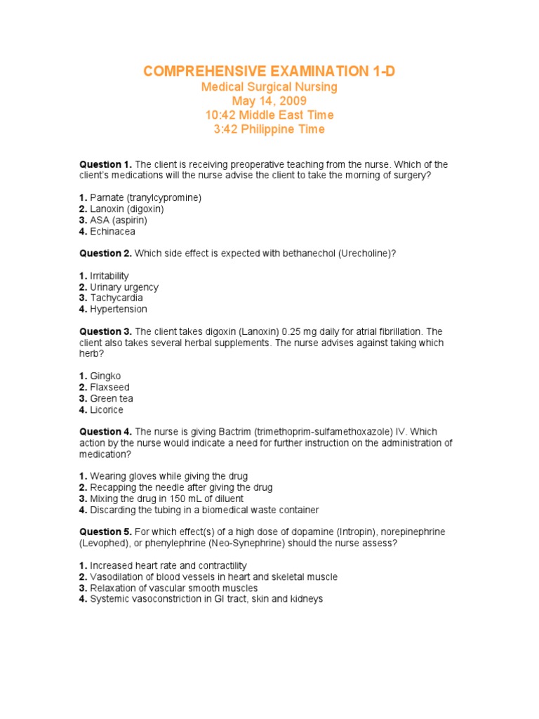 Comprehensive Examination 1-d | PDF