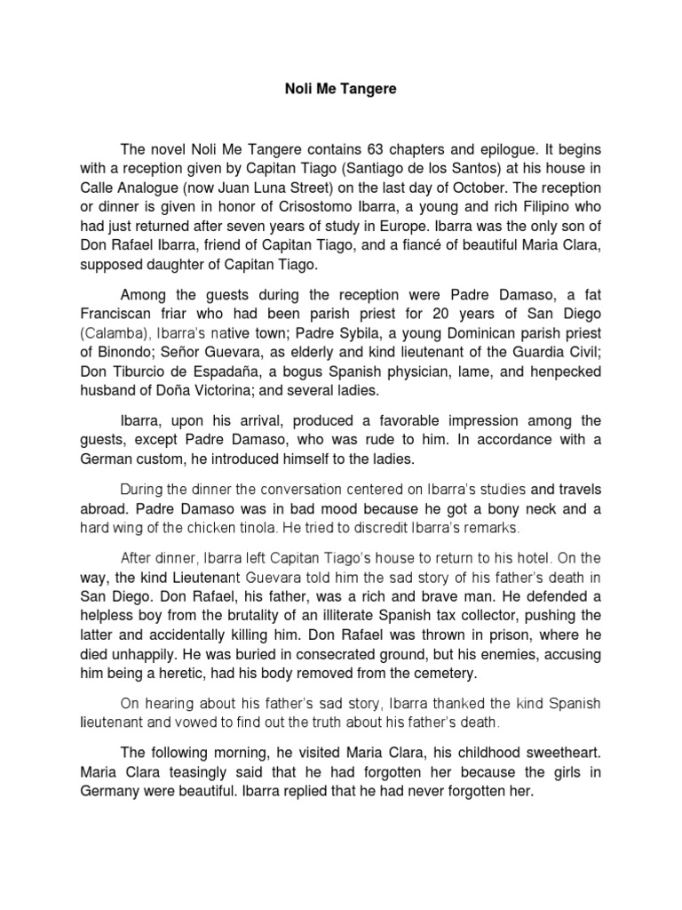 Summary of noli me tangere english all chapter image