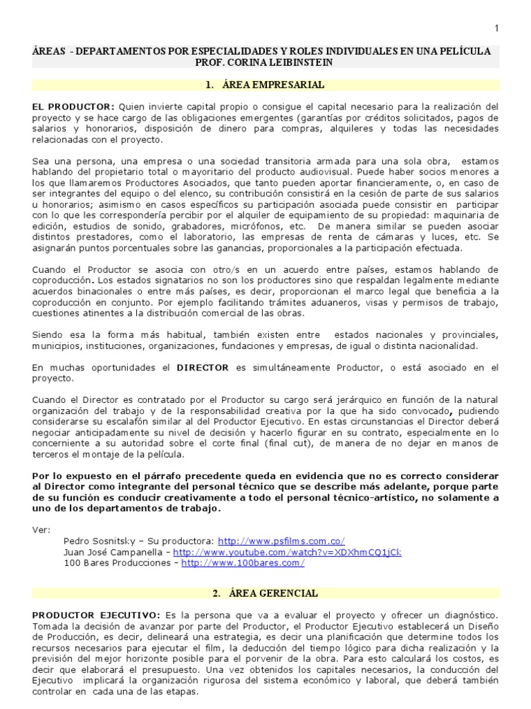 Áreas de Trabajo, Departamentos Por Especialidades, Roles Individuales