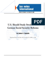 US Should Study Swedish and German Social Security Reform