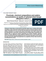 Proximate, Chemical Compositions and Sulphur Concentrations On Quality of Selected Dried Mango (Mangifera Indica L.)