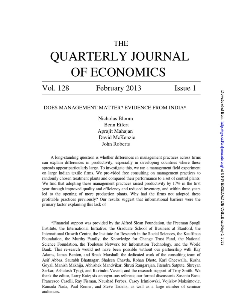 Quarterly Journal of Economics | PDF | Statistics | Experiment