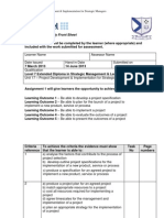 Assessment Activity Front Sheet: Unit 4 - Strategic Planning and Implementation Assignment